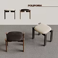 Modern Stools In Different Colors With Upholstered Seats And Wooden Metal Legs