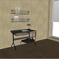 Modern Desk Computer Desk Finished Desk Book Chair Bookshelf Desk Lamp 3d model