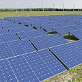 Solar Panels And Wind Turbines As Green Energy Building Components In Grassland
