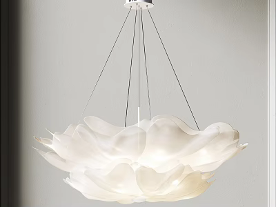 Modern White Petal Shaped Chandelier Hanging From Ceiling With Elegant Design 3d model
