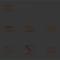 Multiple Brown Metal Grid Scenic Structures With Various Shapes On Dark Background