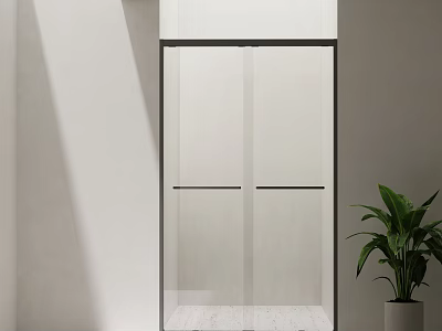 Modern Shower Sauna Interior Design With Glass Enclosure Natural Light And Potted Plant 3d model