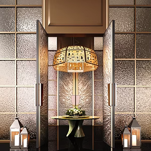 Hotel atrium anteroom front desk screen partition pendulum end Sheng Taiwan 3d model