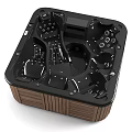 Luxurious Freestanding Black Bathtub With Wooden Base Massage Jets And Control Panel