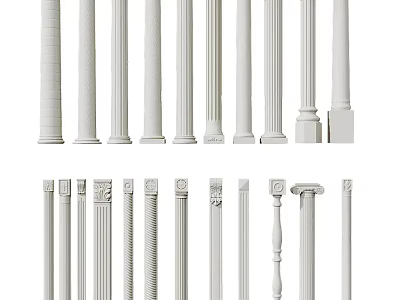 Various Decorative Columns With Different Architectural Designs And Styles For Interior And Exterior 3d model