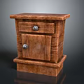Rustic Solid Wood Nightstand With Single Drawer And Lockable Cabinet Door