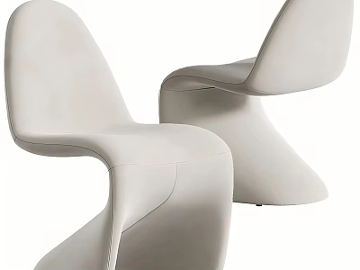 Modern White Leisure Chairs With Curved Design And Smooth Upholstery For Living Room 3d model