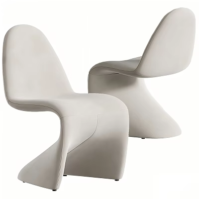 Modern White Leisure Chairs With Curved Design And Smooth Upholstery For Living Room 3d model