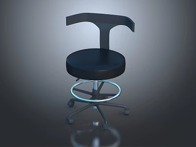 Modern Black Office Chair Swivel Function With Curved Backrest Round Seat Wheeled Base 3d model