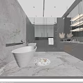 Modern Bathroom Interior Design With Freestanding Bathtub Marble Walls And Double Vanity