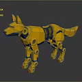 Yellow Low Poly Mechanical Dog 3D Model With Geometric Design And Joints 3d model