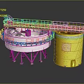 Industrial Storage Tanks With White Circular Tank Yellow Cylinder And Metal Platform