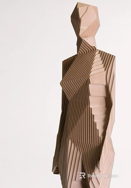 Modern Geometric Decorative Ornament Set With Brown Beige Folded Textures 3d model