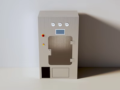 Gray Upright Medical Device With Display Screen Control Panel Access Door And Buttons 3d model