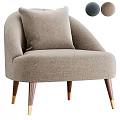 Stylish Gray Upholstered Accent Chair With Beige Cushion Wooden Legs And Gold Feet