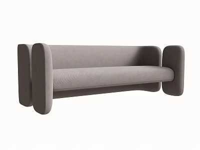 Modern Gray Fabric Multi Seater Sofa With Block Shaped Arms And Minimalist Design 3d model