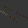 Four Brown Long Metal Strips With Rough Surface On White Background