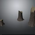 Wooden Stone Tree Stumps With Natural Texture In Different Sizes 3d model