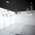 Various Stylish Chandeliers with Modern and Classic Designs in Exhibition Space
