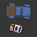 Cartoon Style Vehicles Display Blue Truck White Tricycle With Police Lights And Reflective Surface