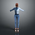 Stylish Women's Blue And White Spliced Top With Blue Jeans And Black High Heels
