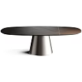 Modern Coffee Table Set With Wooden Grain Top And Conical Metal Base