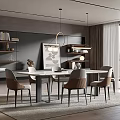 Modern Restaurant Interior With White Dining Table Chairs Open Shelves Pendant Light And Mountain View Window