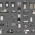 Variety of Bathroom Accessories Including Towel Racks Shelves and Toiletries