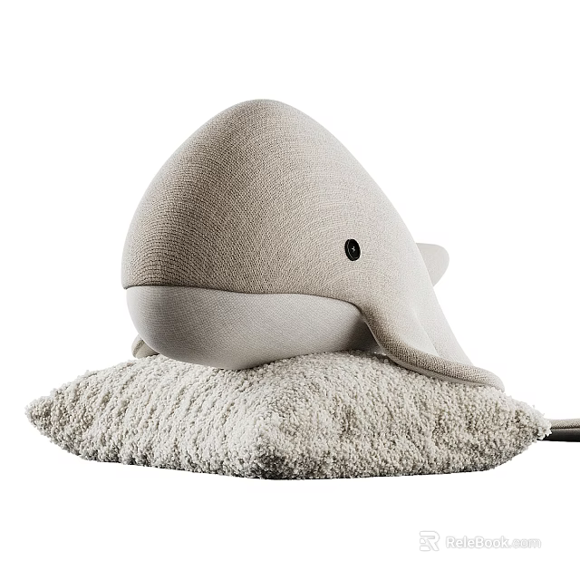 Light Gray Whale Shaped Plush Pillow Soft Comfortable Home Decor Accent 3d model 
