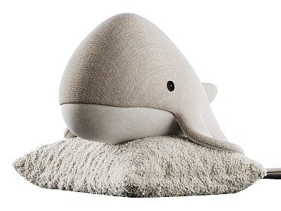 Light Gray Whale Shaped Plush Pillow Soft Comfortable Home Decor Accent 3d model