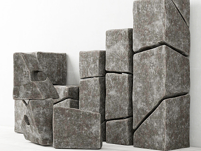 Modern Stone Block Garden Stone Pebbles Stone Garden Stone Paving Rock Granite Gravel 3d model