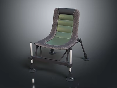Modern Leisure Chair With Green Fabric Cushion Metal Frame And Non slip Foot Pads 3d model