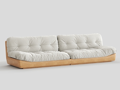 Nordic Solid Wood Soft Bag Double Sofa 3d model