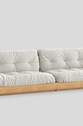 Nordic Solid Wood Soft Bag Double Sofa 3d model