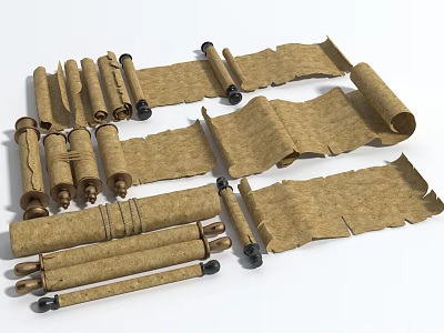 Vintage Decorative Ornament Set With Old Paper Scrolls And Classic Design 3d model