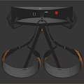 Ergonomic Support Equipment With Circular Mesh Top Black Orange Accents Straps And Support Legs