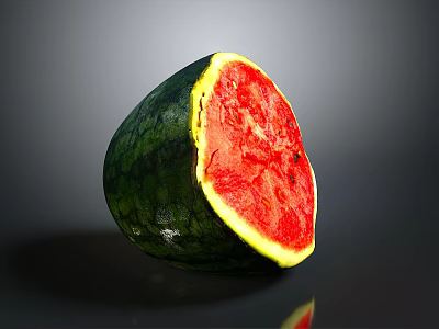 Fresh Sliced Watermelon With Juicy Red Flesh And Green Striped Rind 3d model