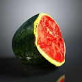 Fresh Sliced Watermelon With Juicy Red Flesh And Green Striped Rind