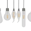 Vintage Filament Light Bulbs Hanging With Different Shapes And Warm Glow