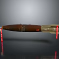Military Tactical Bomb Featuring Brown Beige Exterior And Red Warning Labels