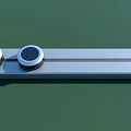Modern Switch Panel With Two Round Switches And Blue Indicators On White Surface