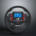 Alpine Racing Steering Wheel Featuring Digital Display Red Buttons And Carbon Fiber