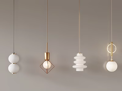 Stylish Pendant Lights Featuring Different Designs Like Sphere Geometric And Layered Shapes 3d model