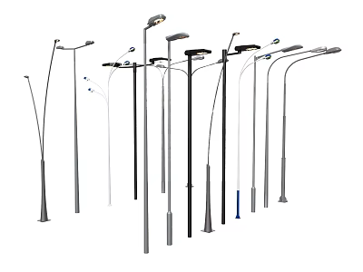 Outdoor Lights With Various Designs And Different Garden Street Lighting Styles 3d model