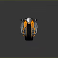 Orange Futuristic Motorcycle With Stylish Rims And Sleek Mechanical Body Design