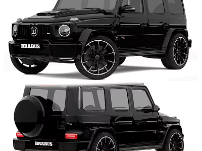 Black BRABUS SUV Exterior Design With Large Wheels And Rear Spare Tire 3d model