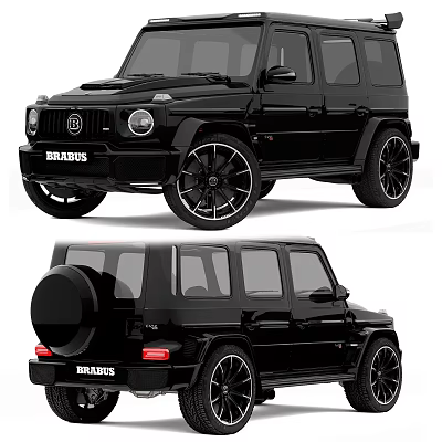 Black BRABUS SUV Exterior Design With Large Wheels And Rear Spare Tire 3d model