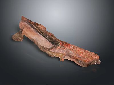 Building Structural Component With Red Brown Layered Texture And Irregular Form 3d model