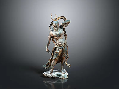 Intricate Mythological Sculpture Carving with Dynamic Twisted Body and Ornamental Details 3d model