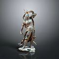 Intricate Mythological Sculpture Carving with Dynamic Twisted Body and Ornamental Details